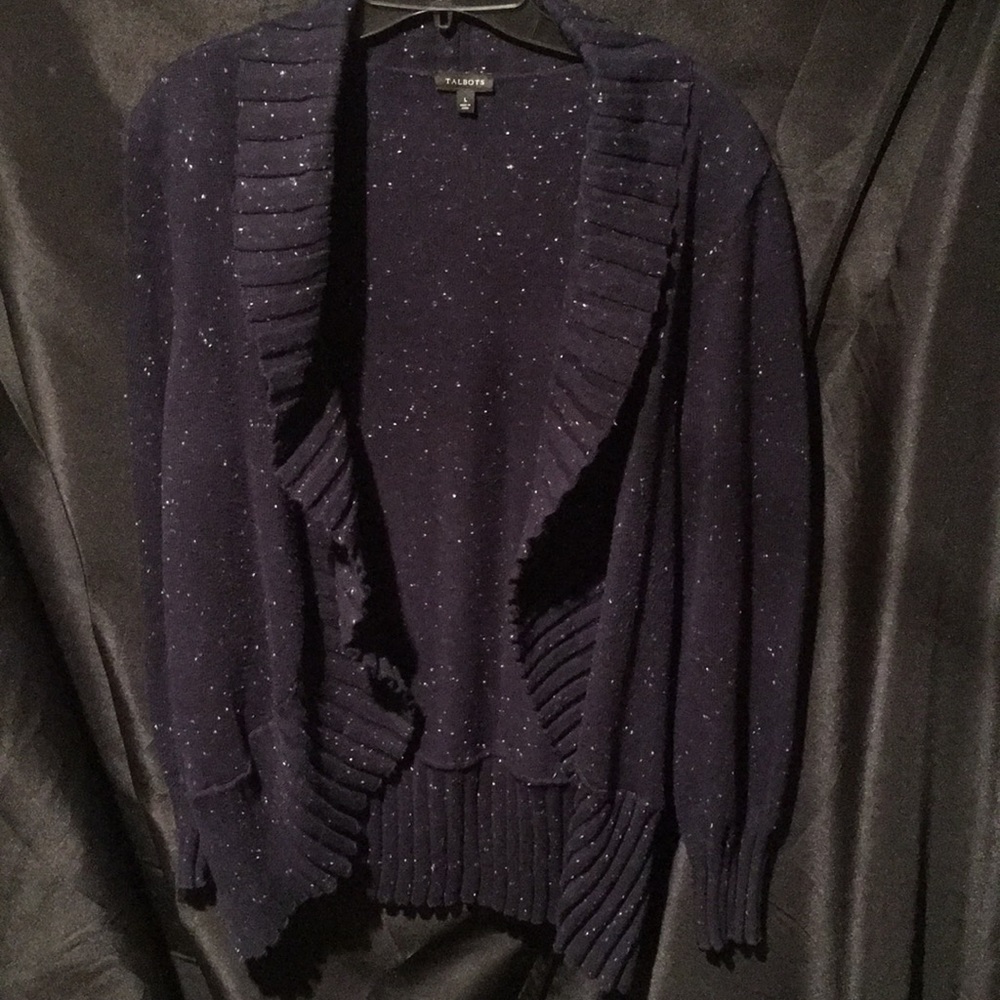 Talbots navy open cardigan sweater